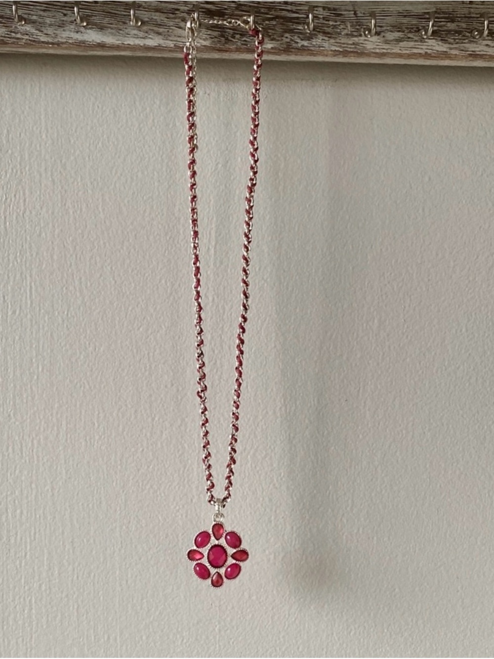 Pink Floral Pendant Necklace - Unbranded